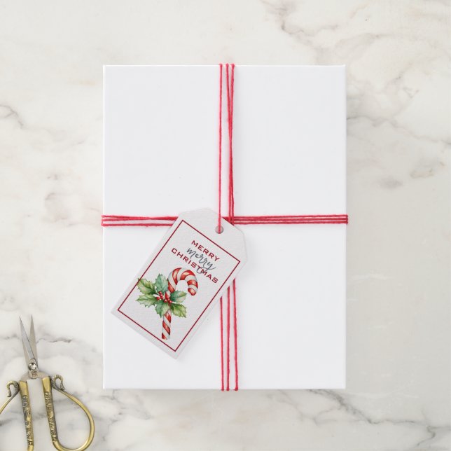 TRADITIONELLE ROT & WEISS KANN CHRISTMAS GESCHENKANHÄNGER (Mit Garn)