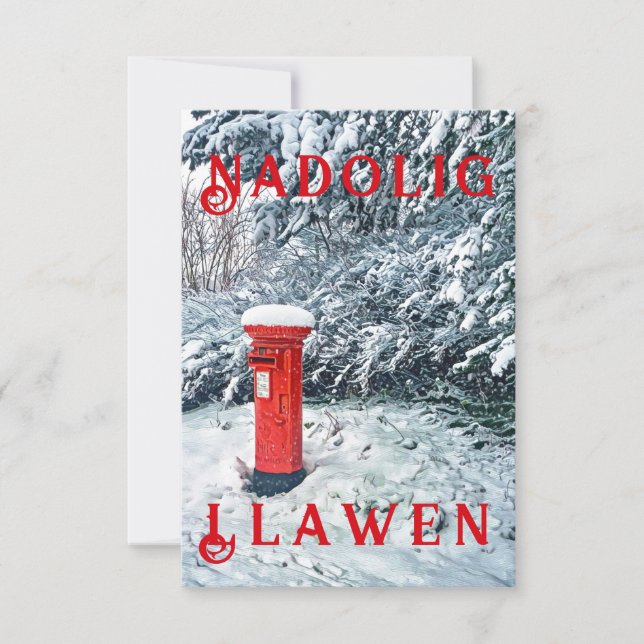 Traditionelle rote Postfach und Schnee auf Bäumen (Vorderseite)