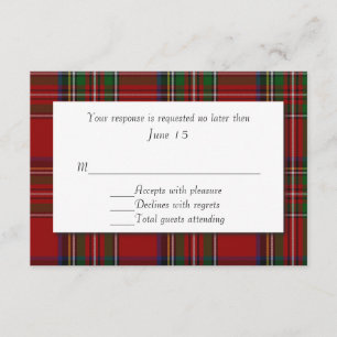 Traditionelle Royal Stewart Kariert Wedding RSVP C Karte