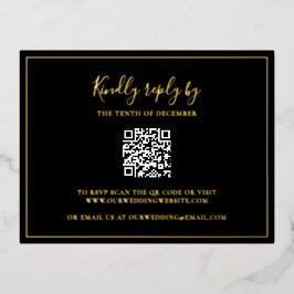 Traditionelle RSVP-Karte mit schwarzem QR-Code Folie Einladungspostkarte