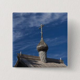 Traditionelle russisch-orthodoxe Holzkirche Button