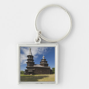 Traditionelle russisch-orthodoxe Holzkirche Schlüsselanhänger