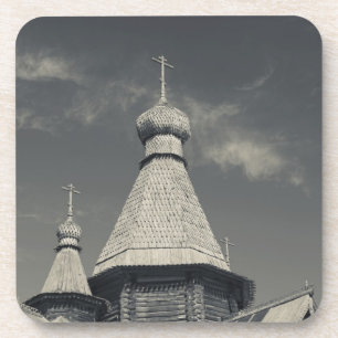 Traditionelle russisch-orthodoxe Kirche aus Holz Getränkeuntersetzer