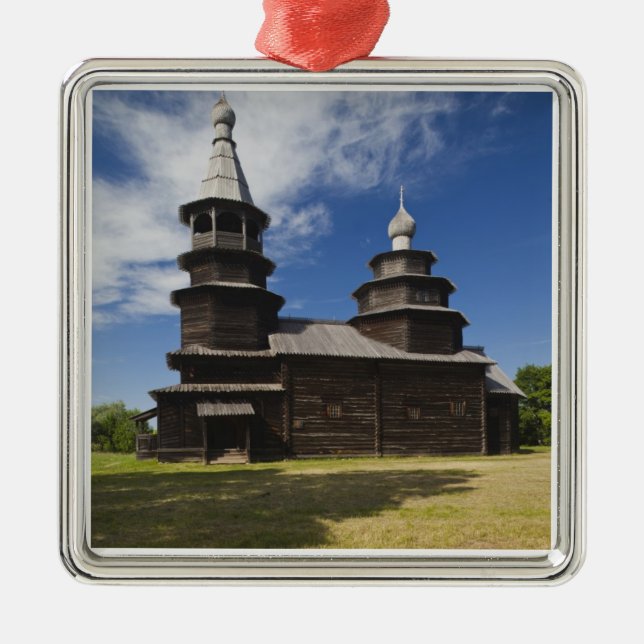 Traditionelle russisch-orthodoxe Kirche aus Holz Ornament Aus Metall (Vorne)