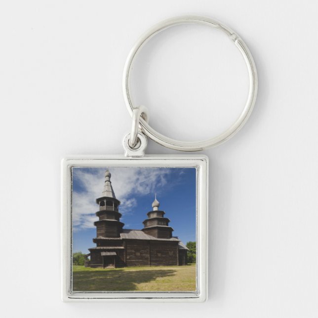 Traditionelle russisch-orthodoxe Kirche aus Holz Schlüsselanhänger (Vorne)