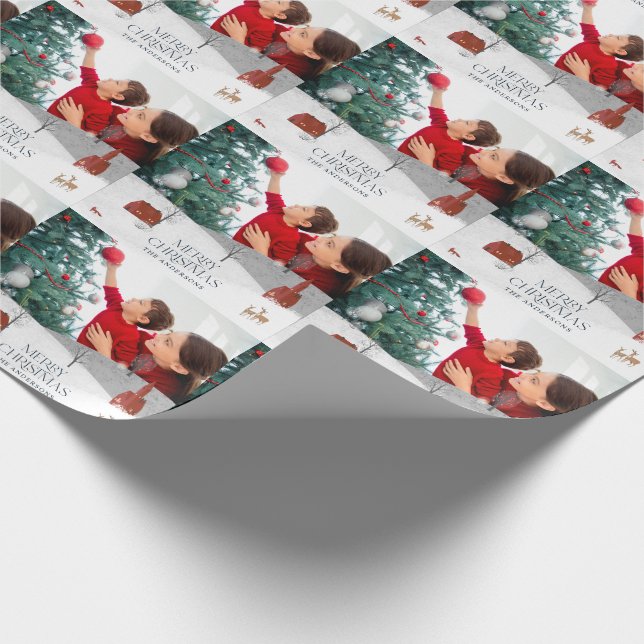 Traditionelle rustikale 1 Foto Winter Frohe Weihna Geschenkpapier (Ecke)