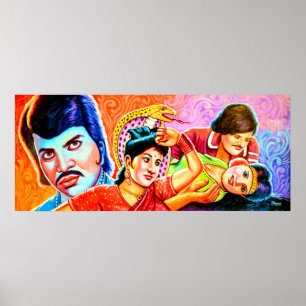 Traditionelle Schauspieler der Rickshaw-Kunst Poster