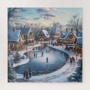 Traditionelle Schneelandschaft eines Weihnachtsdor