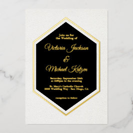 Traditionelle Schwarz-Gold Hochzeit Folieneinladung