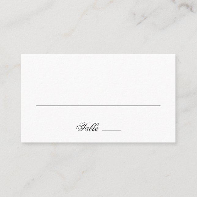 Traditionelle Schwarz-Weiß-Hochzeit Platzkarte (Vorderseite)