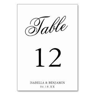 Traditionelle Schwarz-Weiß-Hochzeit Tischnummer