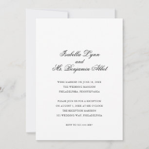Traditionelle Schwarz-Weiß-Hochzeitsempfehlung Einladung