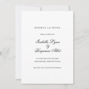 Traditionelle Schwarz-Weiß-Spanische Hochzeit Save The Date