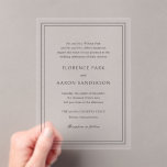 Traditionelle Schwarz-Weiß-Zeitlose Hochzeit Acryleinladungen<br><div class="desc">Elegante Acrylhochzeit Einladung mit einem einfachen und klassischen Design.</div>