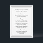 Traditionelle Schwarz-Weiß-Zeitlose Hochzeit Menükarte<br><div class="desc">Elegantes Hochzeitsmenü mit einem einfachen und klassischen Design.</div>