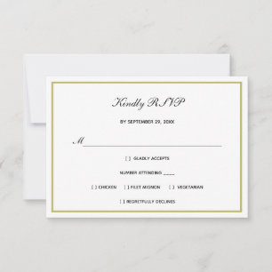 Traditionelle Schwarz-weiße Goldhochzeit RSVP Karte