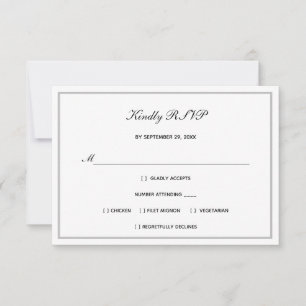 Traditionelle Schwarz-weiße Silberhochzeit RSVP Karte