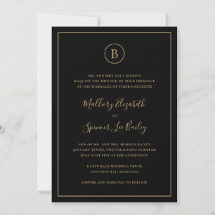 Traditionelle schwarze und goldene All-in-One-Hoch Einladung