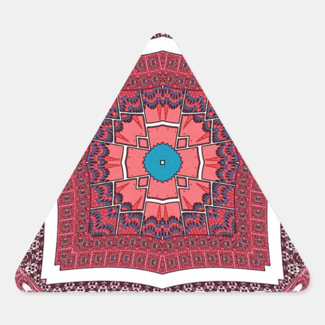 Traditionelle Sindhi Kultur Ajrak Muster Kunst Dru Dreieckiger Aufkleber (Vorderseite)