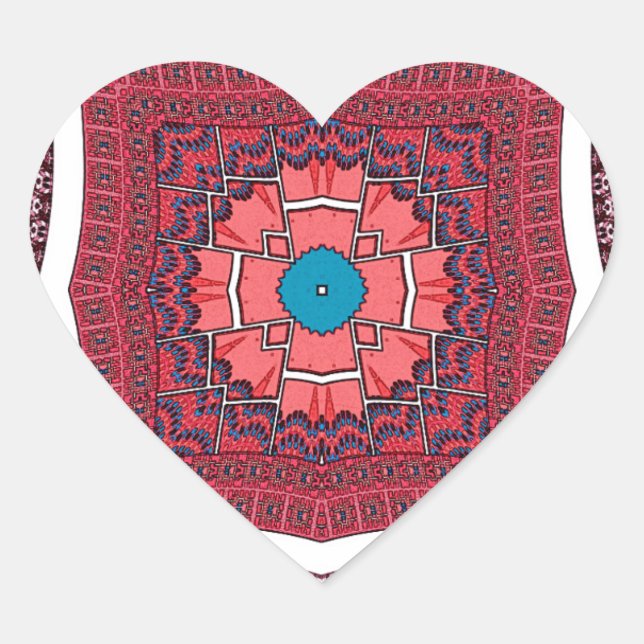 Traditionelle Sindhi Kultur Ajrak Muster Kunst Dru Herz-Aufkleber (Vorderseite)