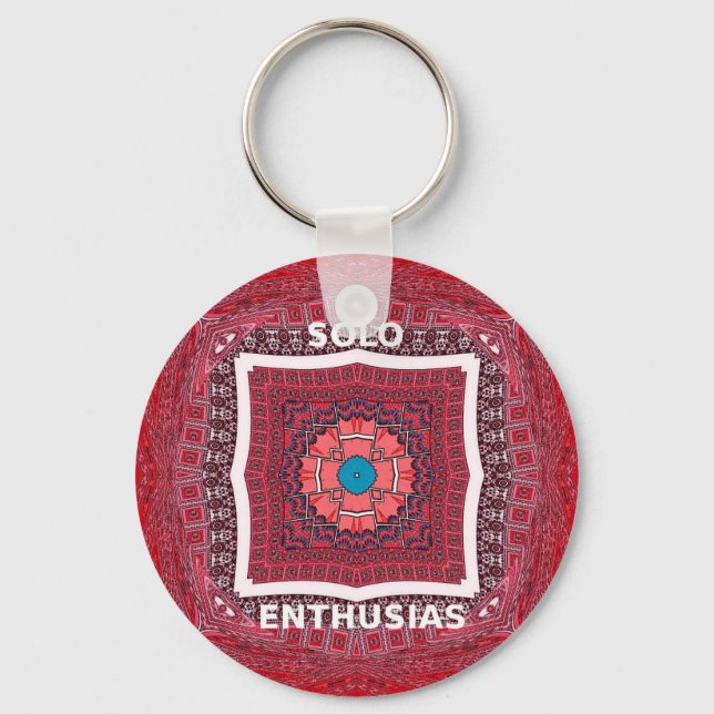 Traditionelle Sindhi Kultur Ajrak Muster Kunst Dru Schlüsselanhänger (Vorderseite)
