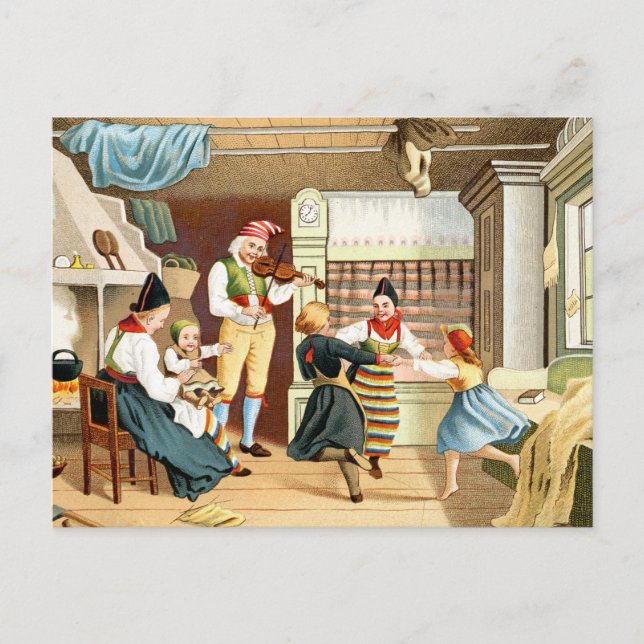 Traditionelle skandinavische Familie Postkarte (Vorderseite)