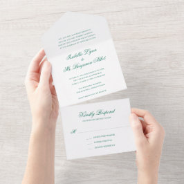 Traditionelle Smaragdgrüne feierliche Hochzeit All In One Einladung