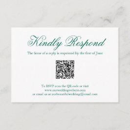 Traditionelle Smaragdgrüne formale QR-Hochzeit RSVP Karte