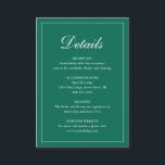 Traditionelle Smaragdgrüne Hochzeit Begleitkarte<br><div class="desc">Traditioneller Juwel Ton Smaragdgrün Hochzeitszimmerkarte mit einem einfachen Design mit "Details" in einer eleganten Kalligraphie innerhalb eines dünnen Randes. Die Vorlage ermöglicht Ihnen,  wichtige Informationen über Ihren besonderen Tag zu teilen. Dieses klassische Design ist perfekt für eine formelle Hochzeit.</div>