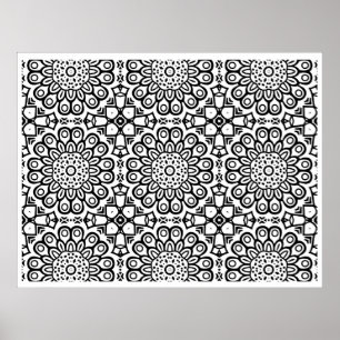 Traditionelle Sonnenblumen-Batik-Musterschmuck Poster