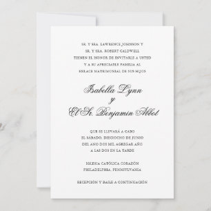 Traditionelle Spanische Hochzeit in Schwarz und We Einladung