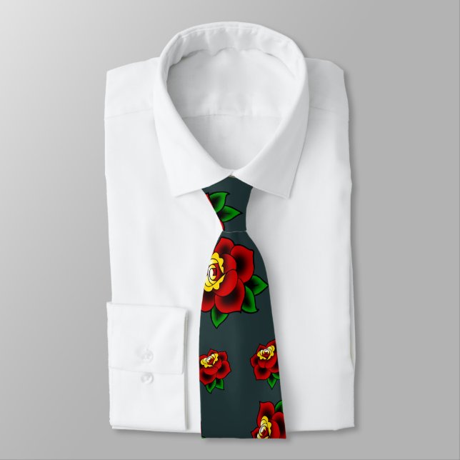 Traditionelle Tätowierungs-Rosen-Hals-Krawatte Krawatte (Gebunden)
