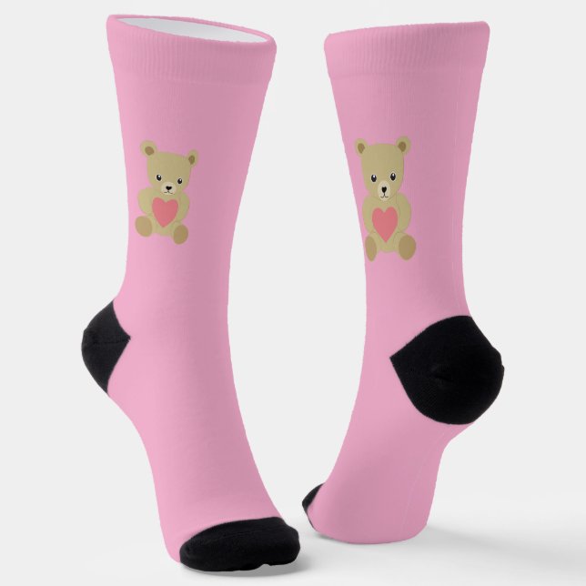 Traditionelle Teddy Bear Valentine's Day Socks Socken (Gewinkelt)