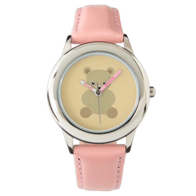 Traditionelle Teddybären-Uhr Armbanduhr (Vorderseite)