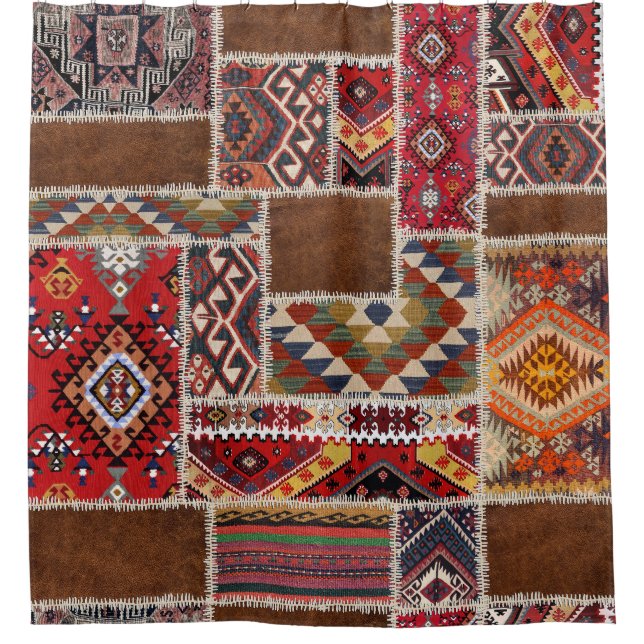 Traditionelle Teppich-Patchwork: Dekorativer Teppi Duschvorhang (Vorderseite)