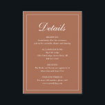 Traditionelle Terracotta Elegante Hochzeit Begleitkarte<br><div class="desc">Traditioneller Stil Terrakotta / gebrannt orange / rostfarbene Hochzeitsumrandung Karte mit einem einfachen Design mit "Details" in einer eleganten Kalligraphie innerhalb eines dünnen Randes. Die Vorlage ermöglicht Ihnen,  wichtige Informationen über Ihren besonderen Tag zu teilen. Dieses klassische Design ist perfekt für eine formelle Hochzeit.</div>