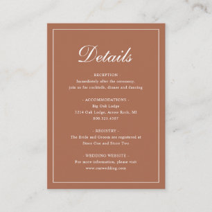 Traditionelle Terracotta Elegante Hochzeit Begleitkarte