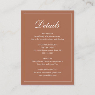 Traditionelle Terracotta Elegante Hochzeit Begleitkarte