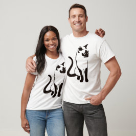 Traditionelle Thai Cat Minimalistisch Black Kontur T-Shirt