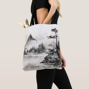 Traditionelle Tuschemalerei See Tasche