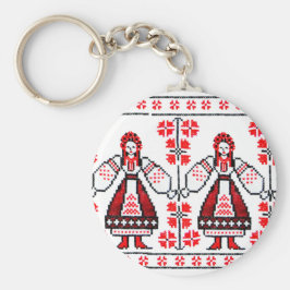 Traditionelle ukrainische Stickereimädchen Schlüsselanhänger
