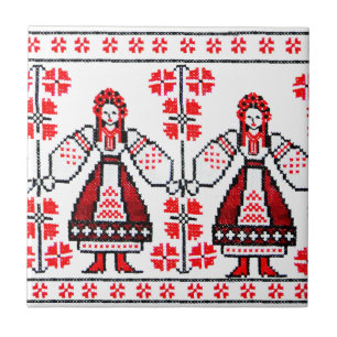 Traditionelle ukrainische Stickereiukraine-Mädche Fliese