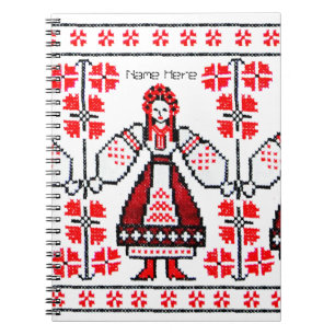 Traditionelle ukrainische Stickereiukraine-Mädche Notizblock