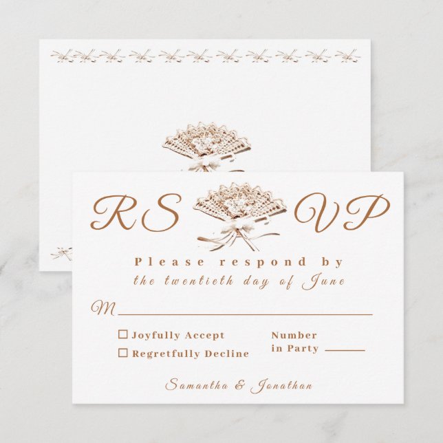 Traditionelle Viktorianische Hochzeitskarte RSVP Karte (Vorne/Hinten)