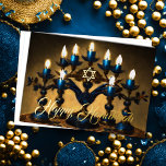 Traditionelle Vintage Menorah Happy Hanukkah Folien Feiertagskarte<br><div class="desc">Traditionelle Vintage Menorah Happy Hanukkah</div>