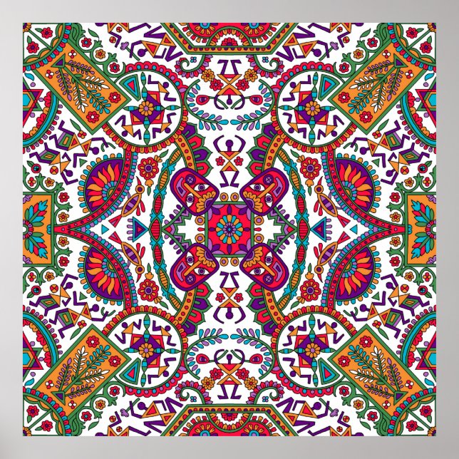 Traditionelle Volkskunst, Designart, ethnisch, ba Poster (Vorne)