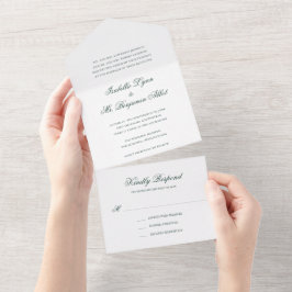 Traditionelle Waldgrün-formale Hochzeit All In One Einladung