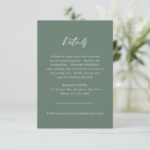 Traditionelle Waldgrüne Hochzeit Begleitkarte
