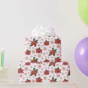 Traditionelle Weihnachten Rot und Grün Botanisch Geschenkpapier