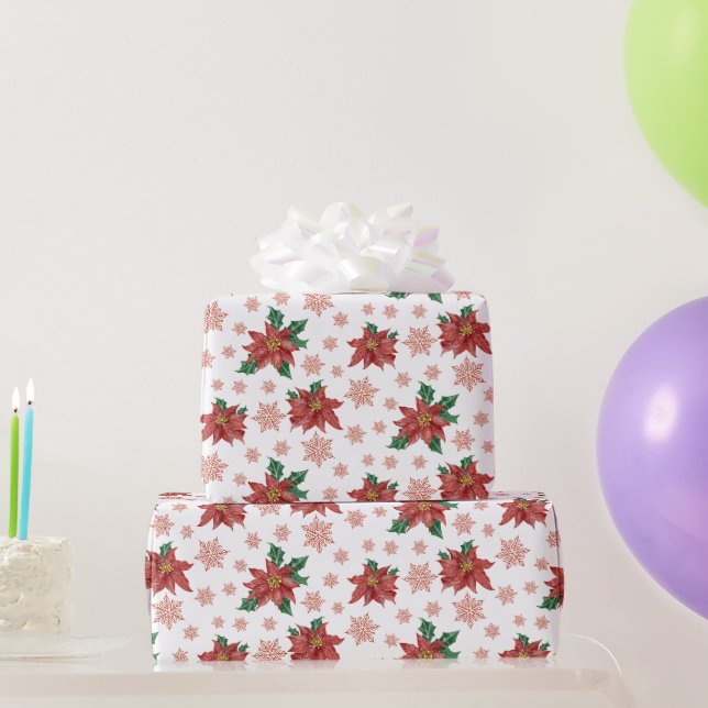 Traditionelle Weihnachten Rot und Grün Botanisch Geschenkpapier (Partygeschenke)